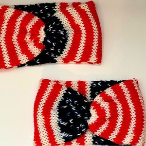 Knit Patriotic Cinched Headband Earwarmer